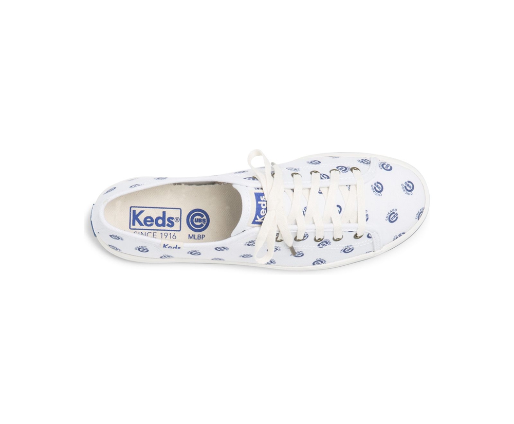 Πανινα Παπουτσια Γυναικεια - Keds Kickstart Mlb® - Λευκα/Μπλε - YEMAI3107